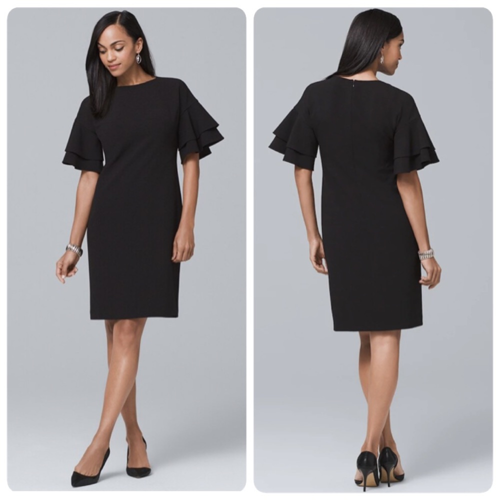 WHBM Black Ruffle Sleeve Shift Dress